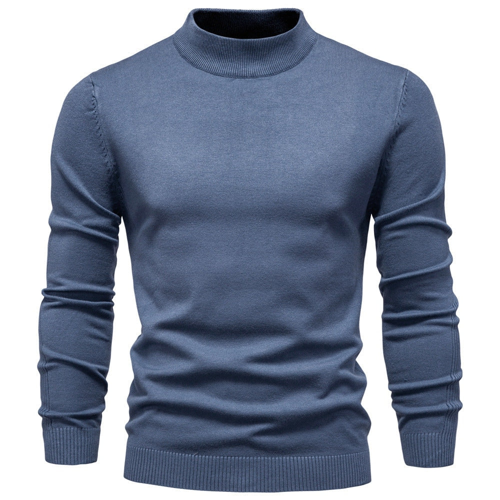 Pull à col roulé pour hommes en doux matériau tricoté avec une fine structure côtelée — 5