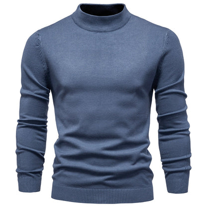 Pull à col roulé pour hommes en doux matériau tricoté avec une fine structure côtelée — 5