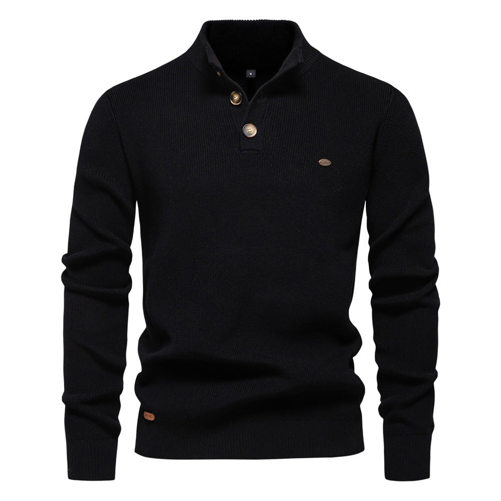 Pull pour hommes avec patte de boutonnage et motif structuré — 6