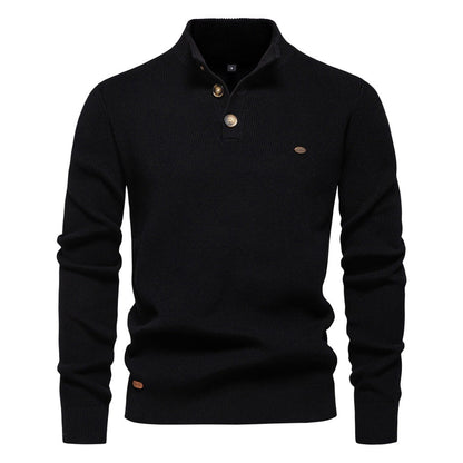 Pull pour hommes avec patte de boutonnage et motif structuré — 6