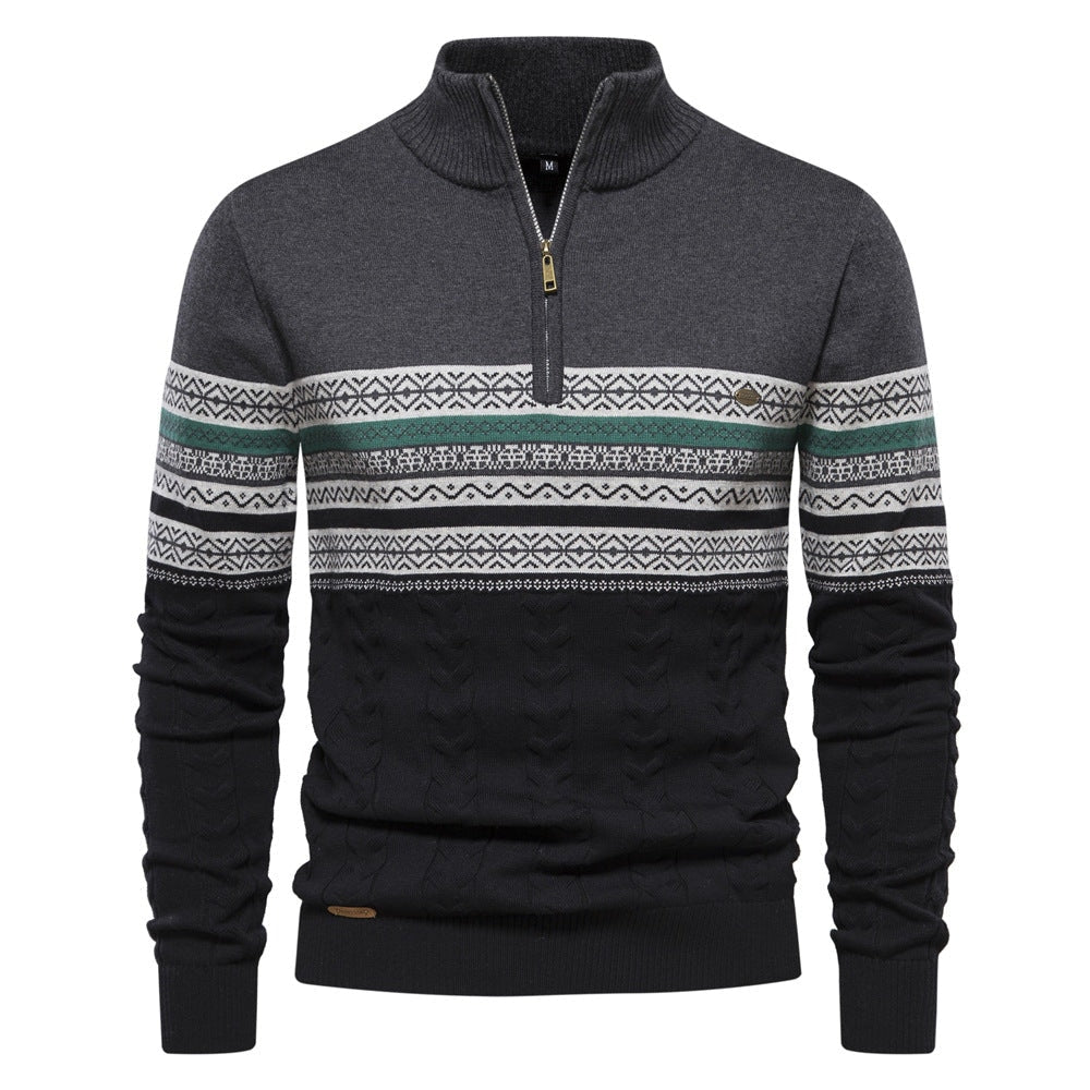 Pull pour hommes avec fermeture éclair moderne et motifs colorés attrayants — 8