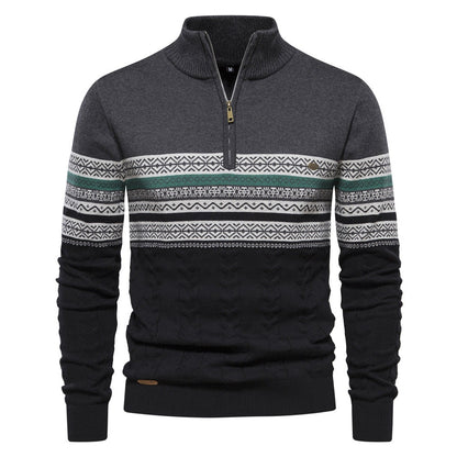 Pull pour hommes avec fermeture éclair moderne et motifs colorés attrayants — 8