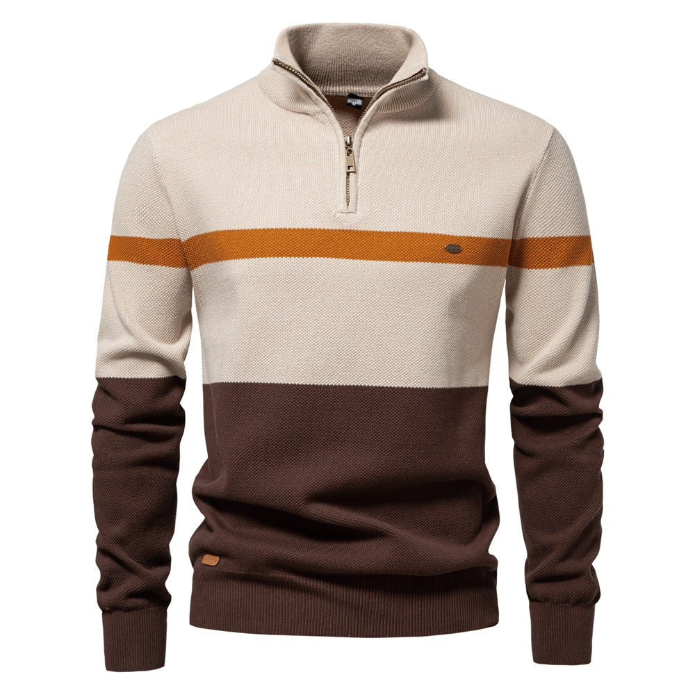 Pull pour hommes avec col montant et fermeture éclair — 1