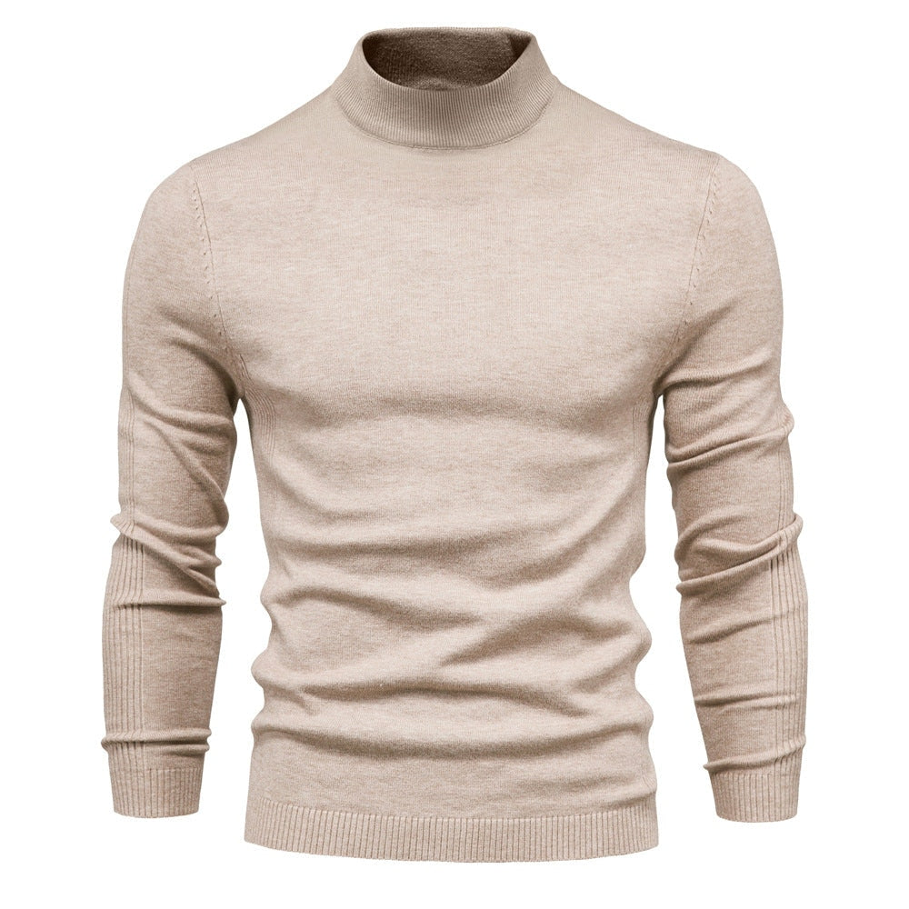 Pull à col roulé pour hommes en doux matériau tricoté avec une fine structure côtelée — 10