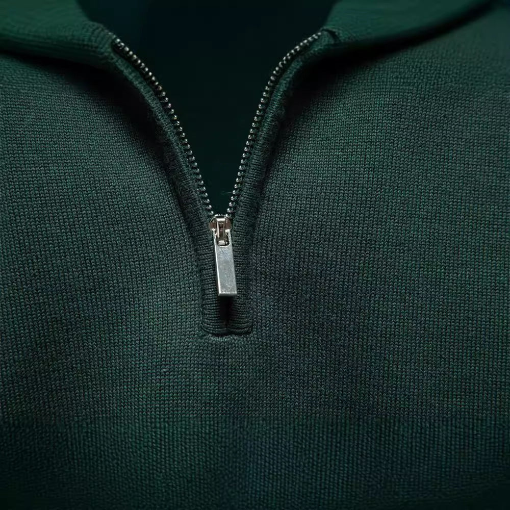 Pull pour hommes avec fermeture éclair courte et col montant à la mode — 5