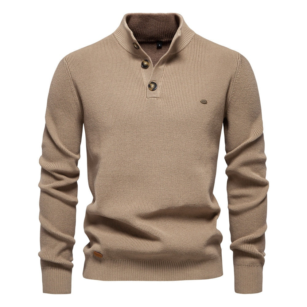 Pull pour hommes avec patte de boutonnage et motif structuré — 7
