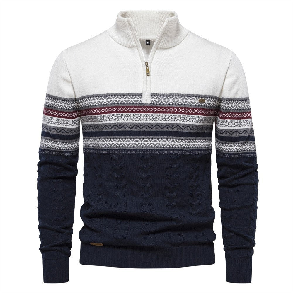 Pull pour hommes avec fermeture éclair moderne et motifs colorés attrayants — 5