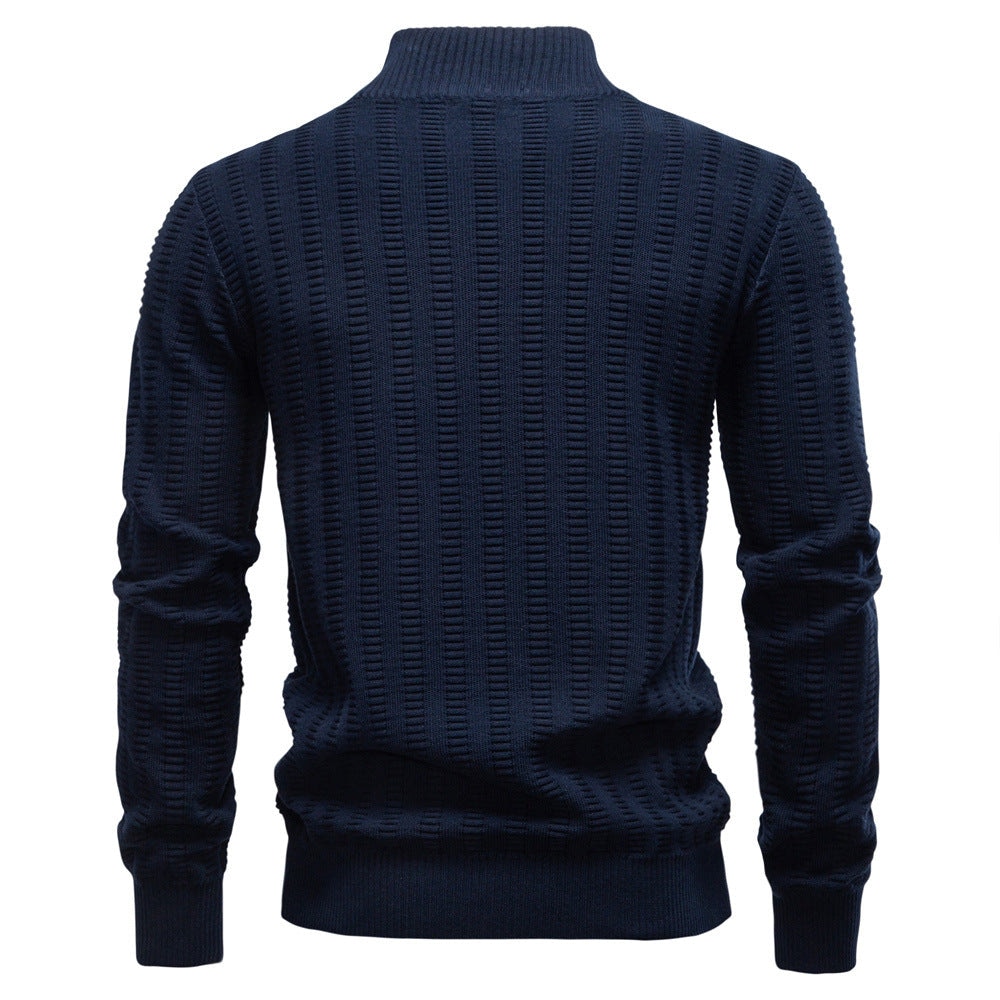 Pull pour hommes avec design structuré et demi-zip — 1