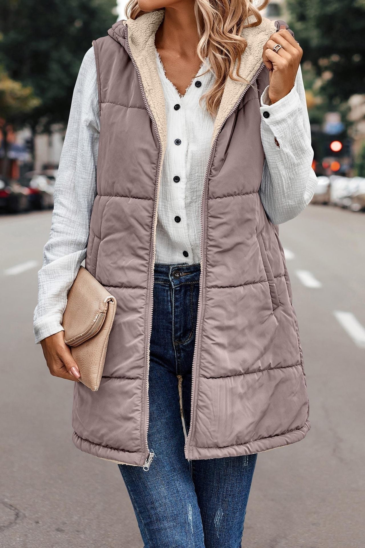 MISHELLE™ - Reversible Warm Hooded Vest — 5