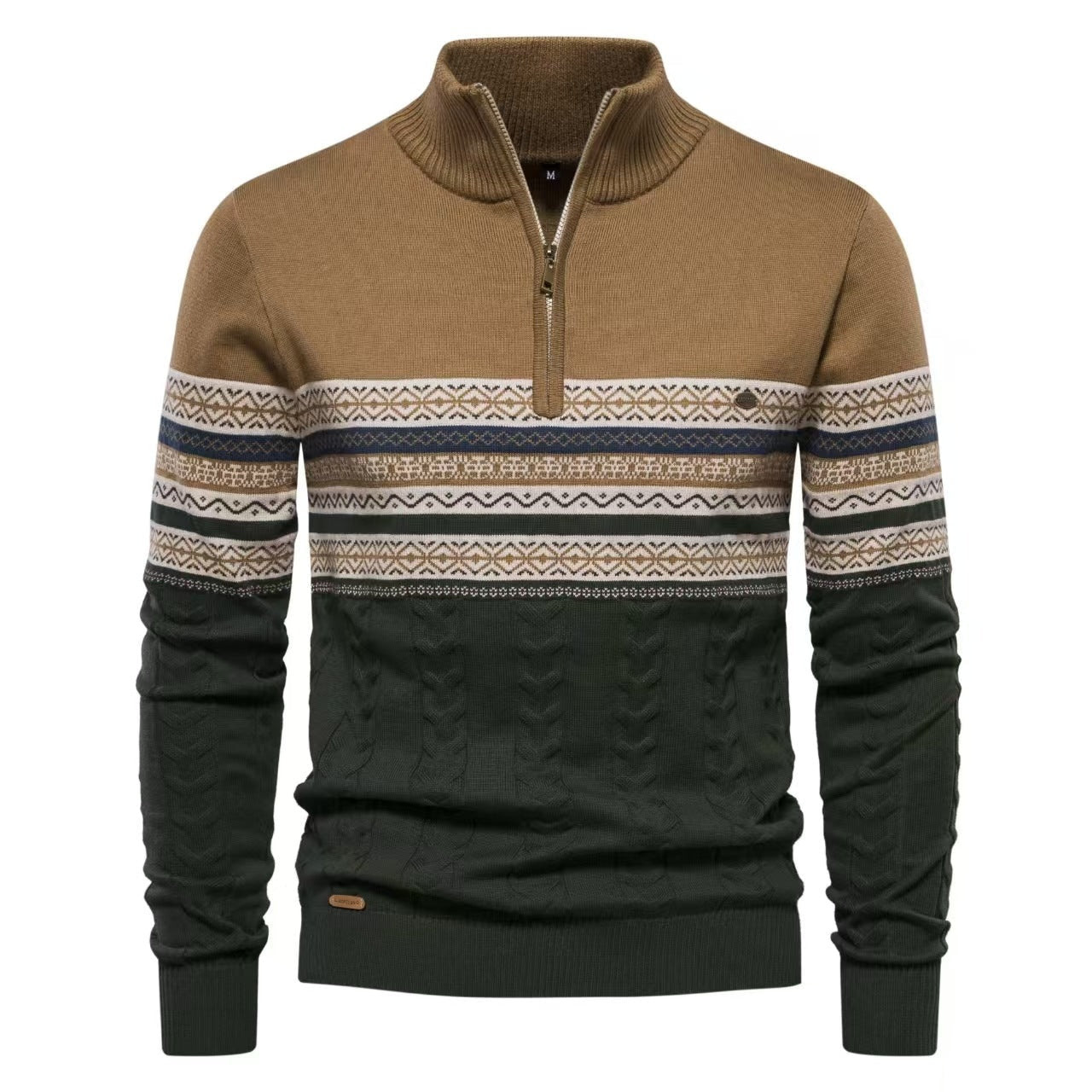 Pull pour hommes avec fermeture éclair moderne et motifs colorés attrayants — 2