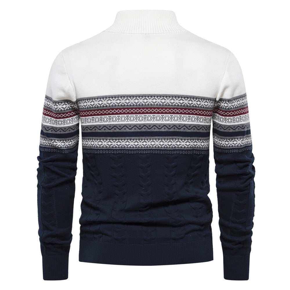 Pull pour hommes avec fermeture éclair moderne et motifs colorés attrayants — 3