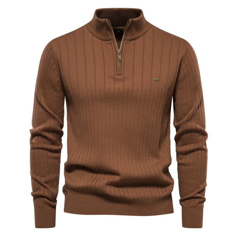 Pull homme avec demi-zip et structure côtelée — 8