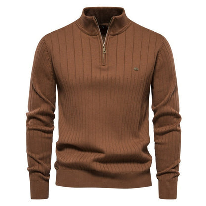 Pull homme avec demi-zip et structure côtelée — 8