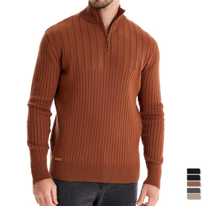 Pull homme avec demi-zip et structure côtelée — 3