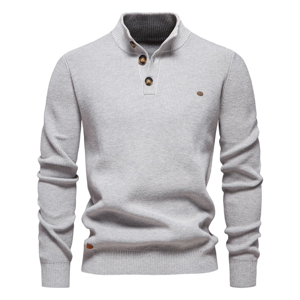 Pull pour hommes avec patte de boutonnage et motif structuré — 3