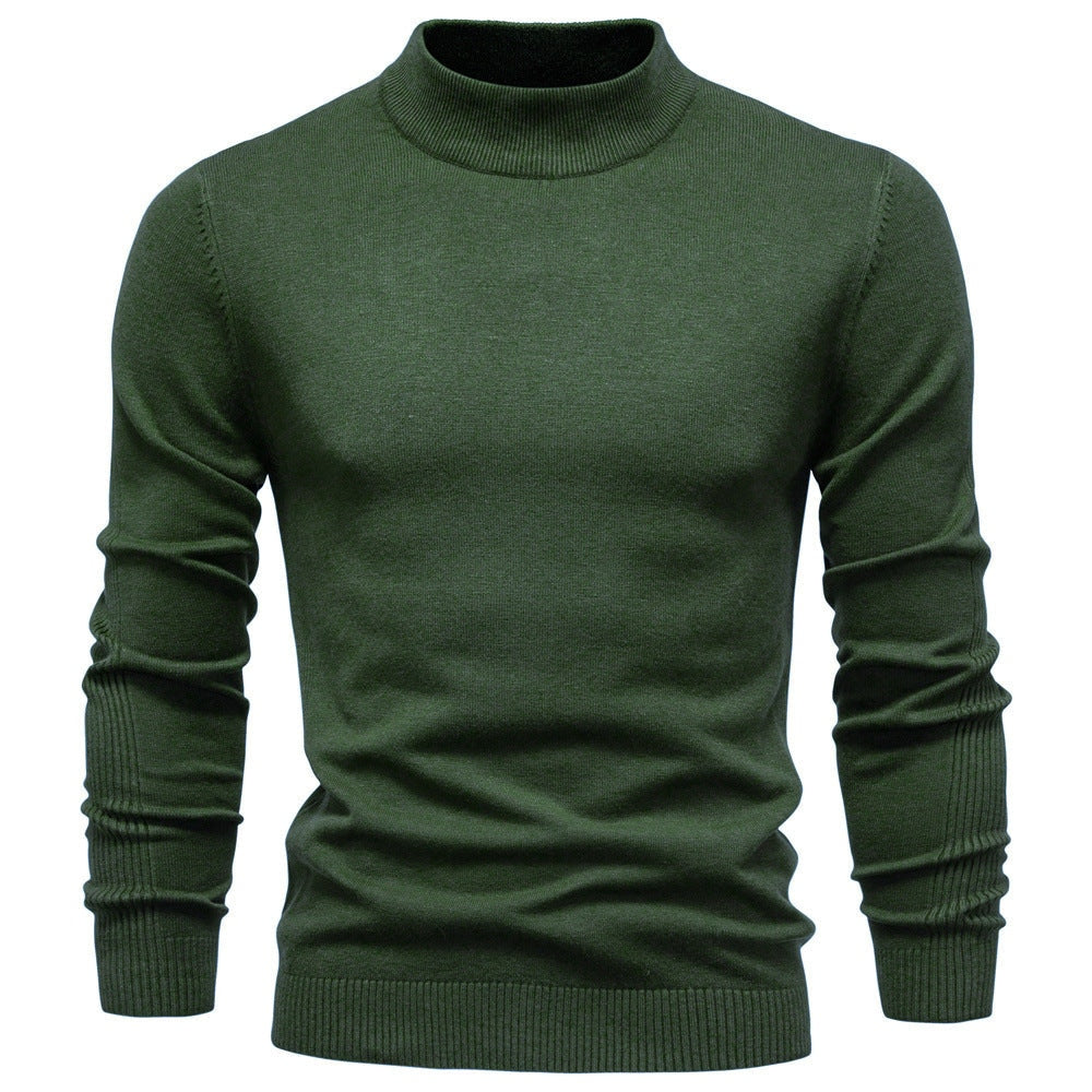 Pull à col roulé pour hommes en doux matériau tricoté avec une fine structure côtelée — 8