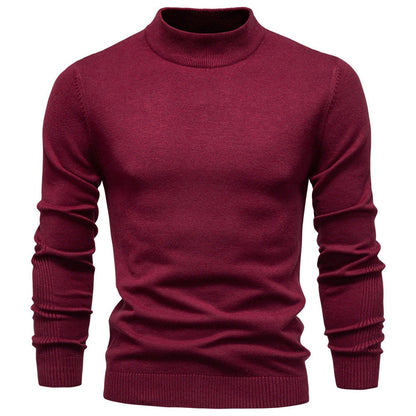 Pull à col roulé pour hommes en doux matériau tricoté avec une fine structure côtelée — 16
