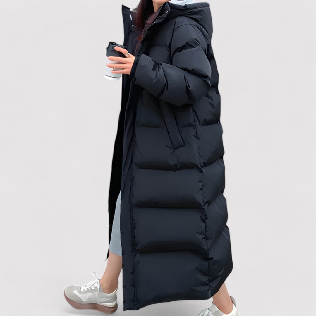 Parka Femme Noire à Capuche – Veste Longue Imperméable d’Hiver — 2