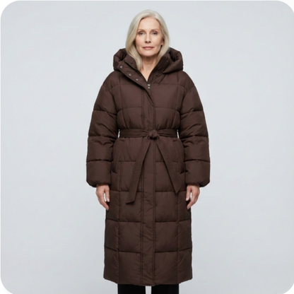 Carmen | Manteau Matelassé Long à Capuche d'Hiver pour Femme