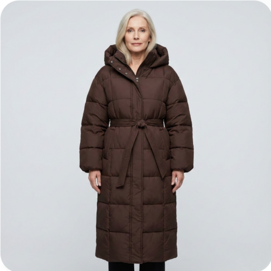 Carmen | Manteau Matelassé Long à Capuche d'Hiver pour Femme