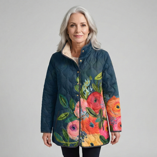 Myah | Veste Matelassee Boutonnee a Col Montant pour Femme - portee