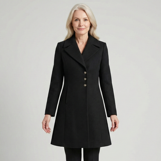 Eliza | Manteau Évasé à Revers et Boutons Dorés pour Femme