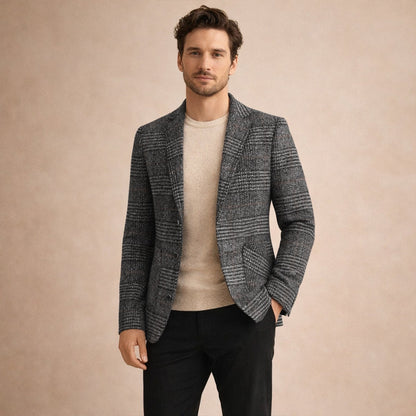 Le Blazer en Tweed à Carreaux Slim Fit Monopoli pour Hommes — 7