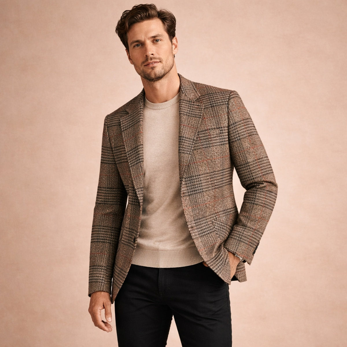 Le Blazer en Tweed à Carreaux Slim Fit Monopoli pour Hommes — 2