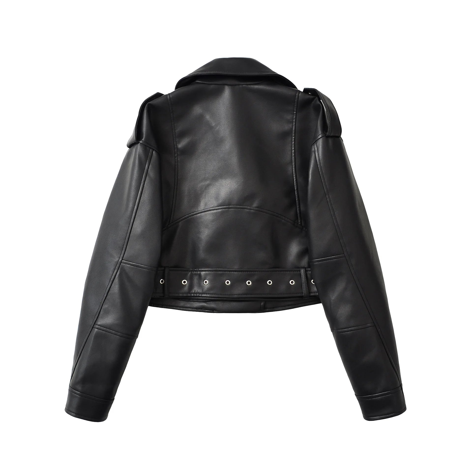 Mulheres pu casacos de couro falso jaqueta curta vintage moto biker casaco streetwear zíper turn down collar outerwear outono 2025 — 2