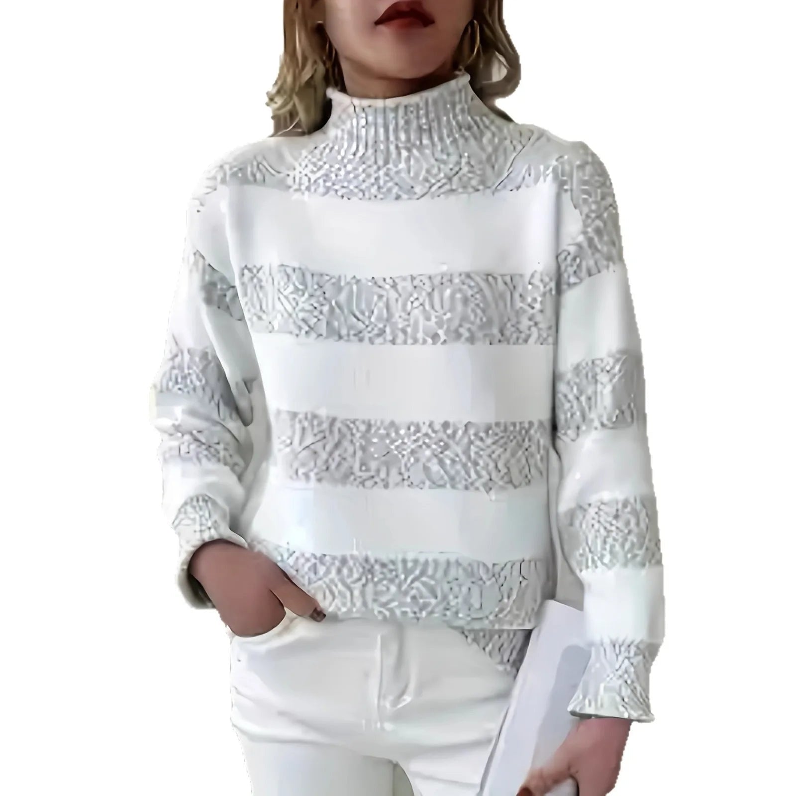 Suéter de Tricô Feminino, Pulôver Solto, Blusas Casuais para Primavera e Verão — 5