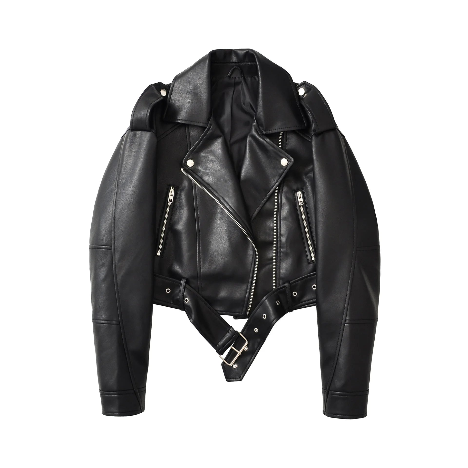 Mulheres pu casacos de couro falso jaqueta curta vintage moto biker casaco streetwear zíper turn down collar outerwear outono 2025 — 1