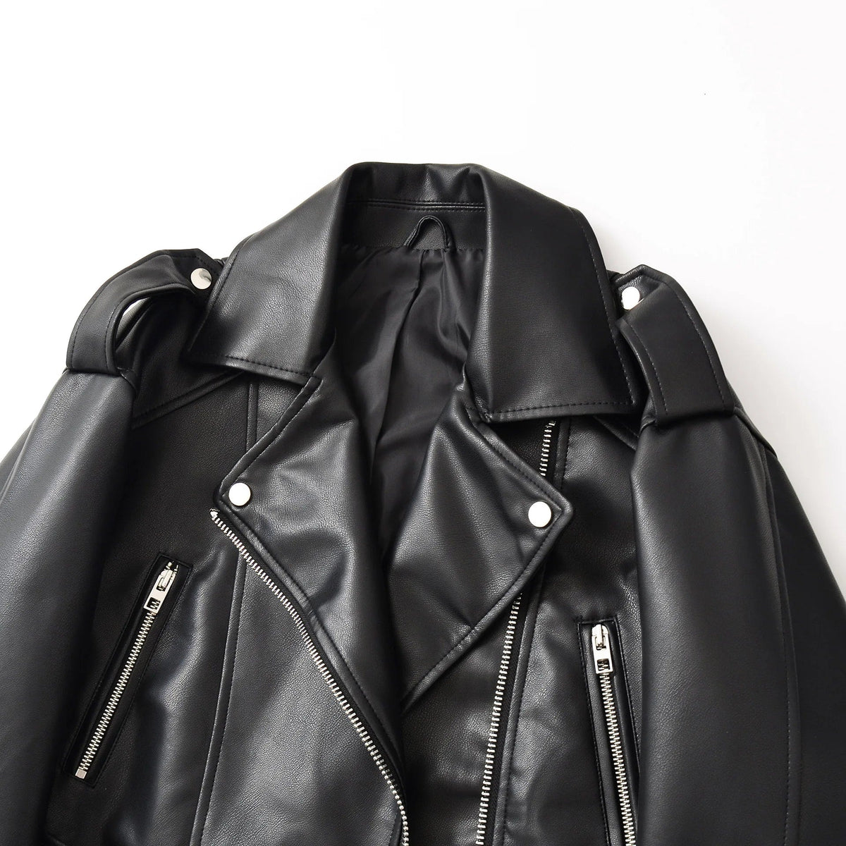 Mulheres pu casacos de couro falso jaqueta curta vintage moto biker casaco streetwear zíper turn down collar outerwear outono 2025 — 3