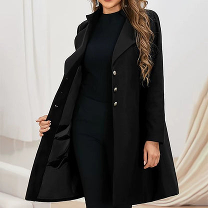 Eliza | Manteau Évasé à Revers et Boutons Dorés pour Femme