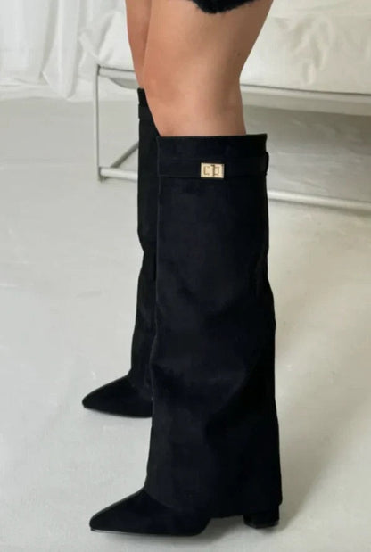 Bottes hautes femme à talons – Design élégant avec détail doré — 5
