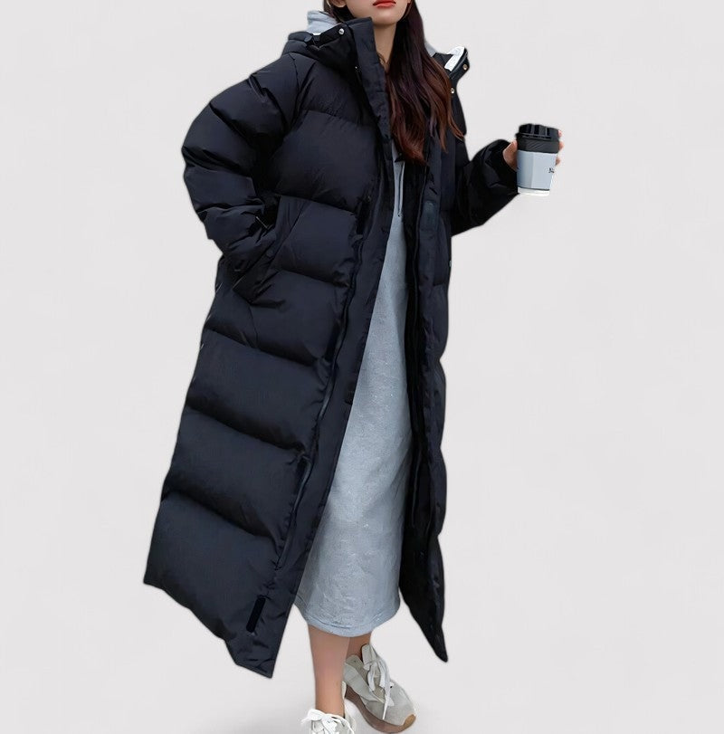 Parka Femme Noire à Capuche – Veste Longue Imperméable d’Hiver — 3