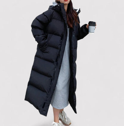 Parka Femme Noire à Capuche – Veste Longue Imperméable d’Hiver — 3