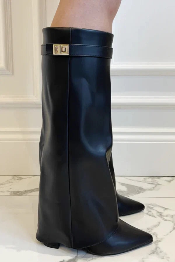 Bottes hautes femme à talons – Design élégant avec détail doré — 7