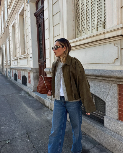 Dames Leren Jas Suede Oversized Warm — 6