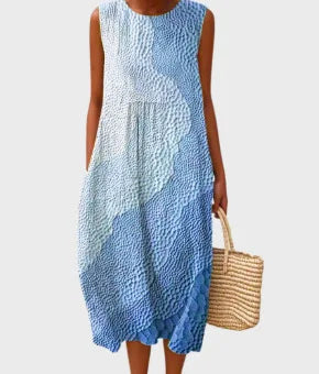 Éliane | Robe Trapèze Midi Sans Manches pour Femme