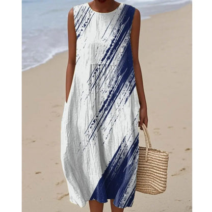 Éliane | Robe Trapèze Midi Sans Manches pour Femme