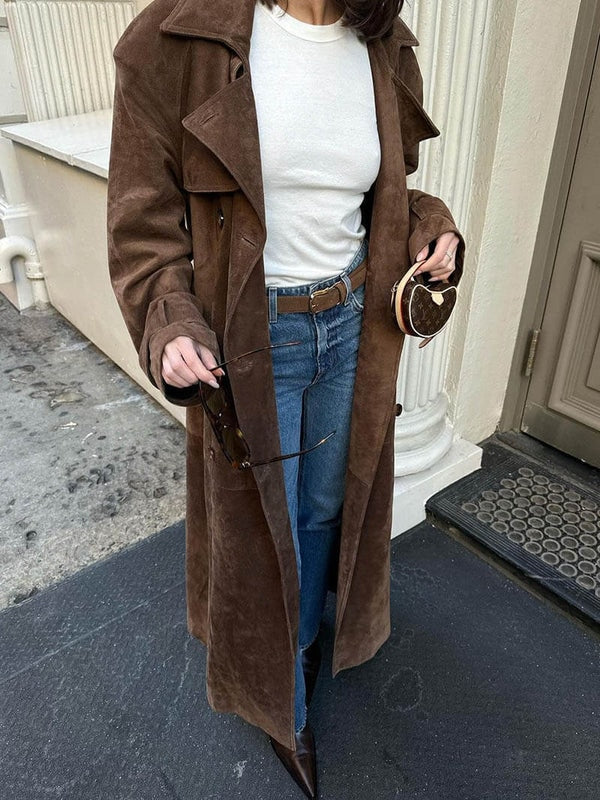 Olivia - Classic Suede Trench Coat — 2