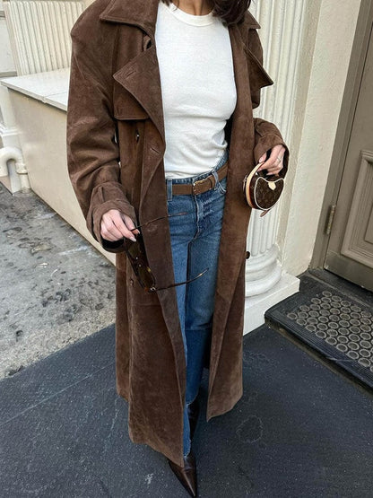 Olivia - Classic Suede Trench Coat — 2