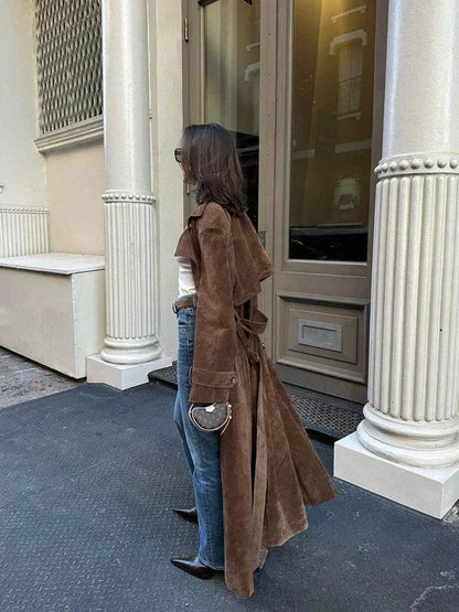 Olivia - Classic Suede Trench Coat — 3
