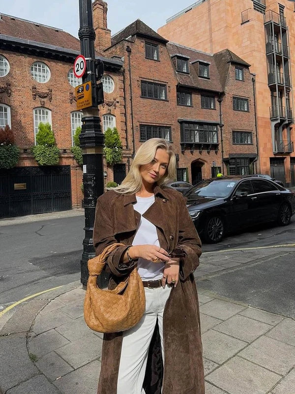 Olivia - Classic Suede Trench Coat — 4