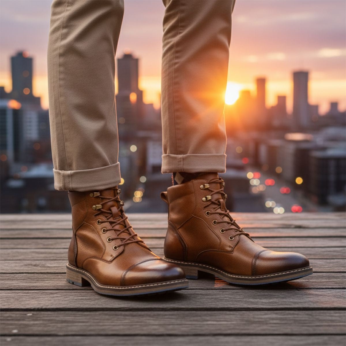 The Derbyshire Men's Rugged Adventure Outdoor Leather Boots — 6