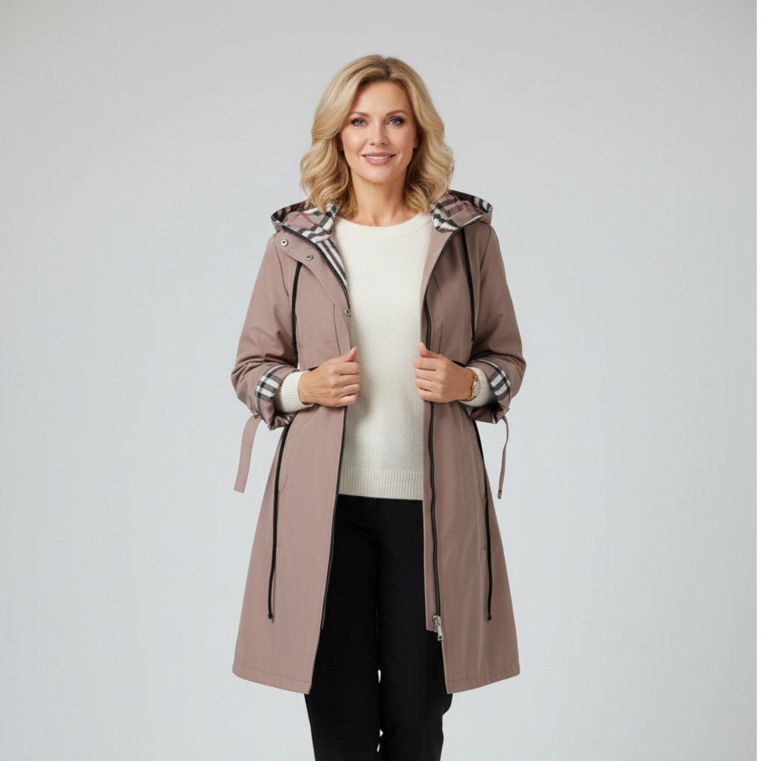 Orla | Pardessus à Capuche Mi-Long Zippé pour Femme