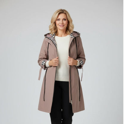 Orla | Pardessus à Capuche Mi-Long Zippé pour Femme