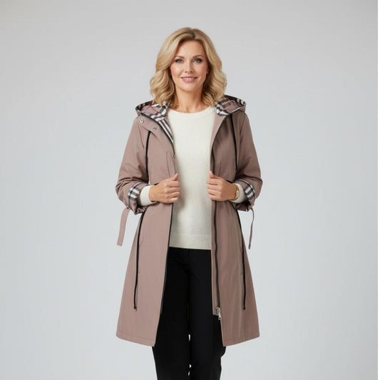 Orla | Pardessus à Capuche Mi-Long Zippé pour Femme