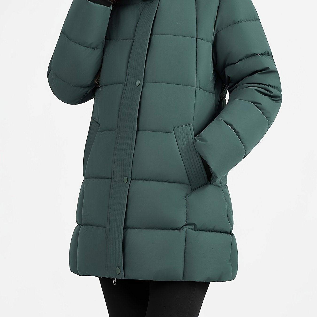 Nouveau manteau d'hiver rembourré pour femmes, mode élégant, coupe slim, idéal pour le bureau, les trajets quotidiens, cadeau de Noël, veste avec grande capuche côtelée - Vêtement d'extérieur rembourré — 14