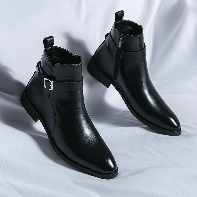 The Franciacorta Men’s Leather Ankle Boots with Side Zip & Non Slip Sole — 5